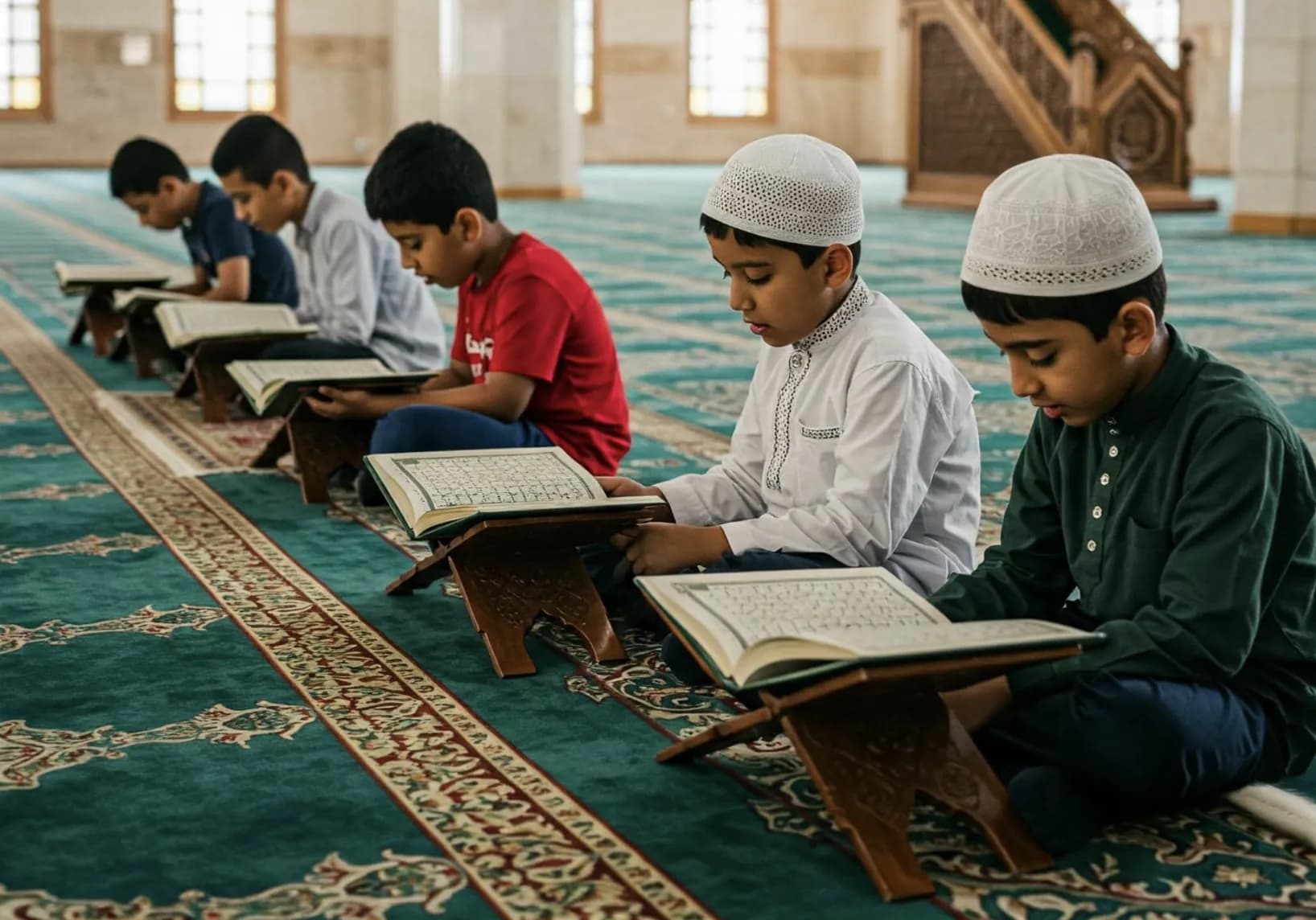 Children reading the Qur’an together in a mosque